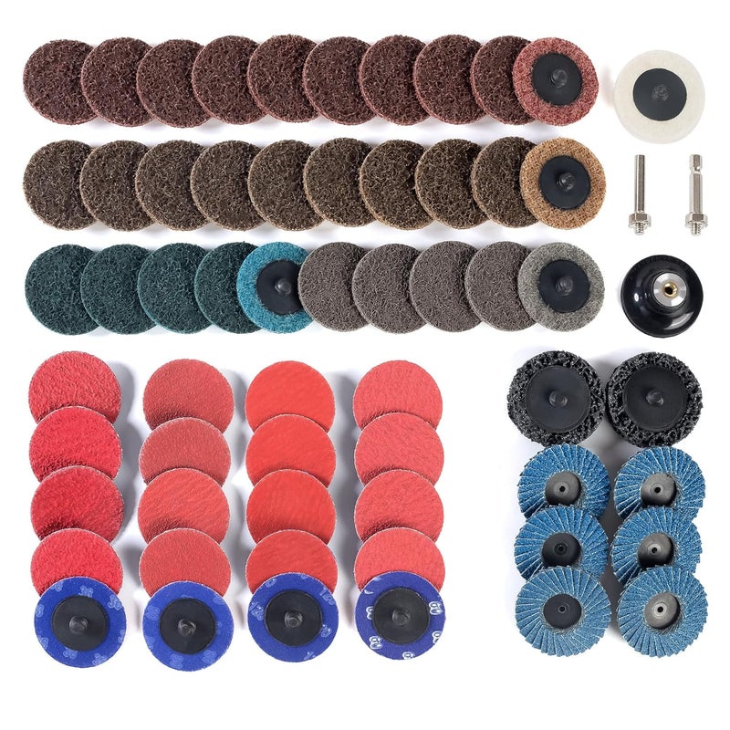 Shawya 60PCS 2 Inch Sanding Disc Quick Change Disc Set with Shank Holder Fits Various Grinder Roll Lock Disc Die Grinder Surface Conditioning, Polishing, Finishing and Burr Rust Paint Removal - Image 5